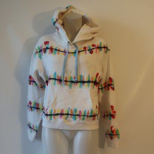 NWT Womens Warm Fun White Multicolor Tie Dye Sweatshirt Hoodie S *